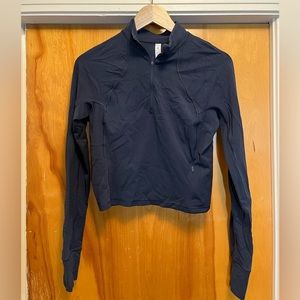 CRZ yoga long sleeve, quarter zip workout top.